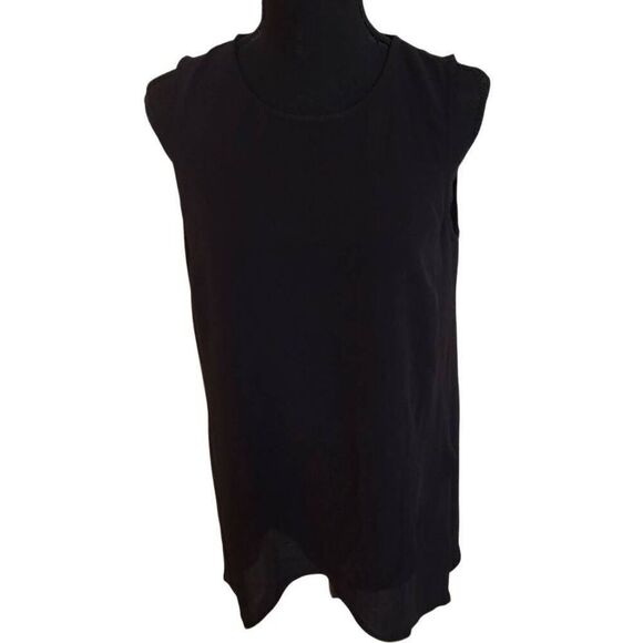 J Jill Wearever Womens Black Sleeveless Asymmetrical Hem Longer Top Size Small - Picture 3 of 11